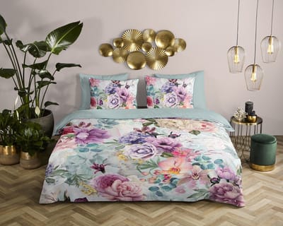 Descanso dekbedovertrek bloemen - 1 persoons 140x200/220 cm - Multi - 100% Katoen satijn