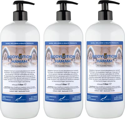 Bodylotion Hamam 1 Liter - met gratis pomp - set van 3 stuks