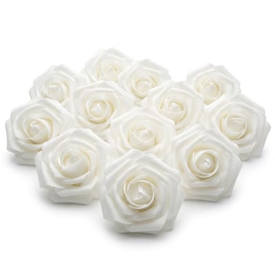 Dailygoods- Rozenblaadjes set van 12 - Witte decoratieve nepbloemen - Bruiloftsdecoratie - Tafeldecoratie - Romantische versiering - Tijdloos en elegant - Kunstbloemen