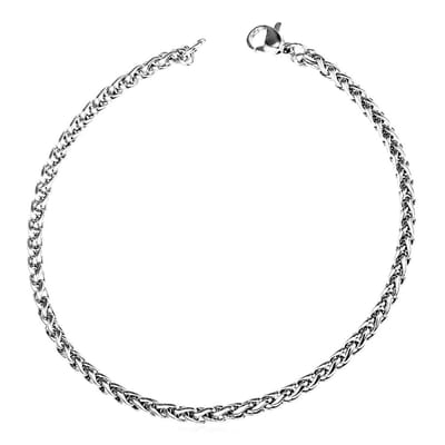 Fako Bijoux® - Schakelarmband Vossenstaart - Rond Gevlochten - Staal - RVS - 3mm - 20cm - Zilverkleurig