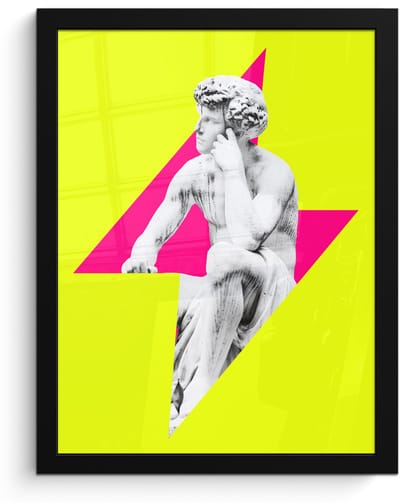 Poster in lijst - Fotolijst 30x40 cm - Posters - Beeld - Man - Bliksemschicht - Geel - Posterlijst zwart - Decoratie - Wanddecoratie woonkamer - Muurdecoratie slaapkamer