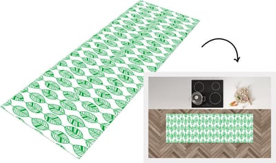 Keukenloper - Loper keuken - Patroon - Blad - Groen - 150x50 cm - Keukenloper vinyl