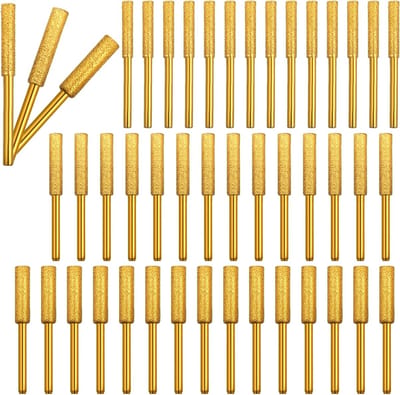 Slijpstenen Set - Zaagketting Scherp - Kettingen Onderhouden - Titanium Coating - 3mm Schacht - Goud