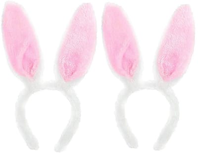 longziming - Konijnenoren - Diadeem - Haasoren - Set van 2, zacht pluche, comfortabel voor kinderen en volwassenen - Flexibel en opvouwbaar, stevige satijnnaden - Perfect voor Pasen, verkleedfeesten en rollenspellen - Geschikt voor foto's