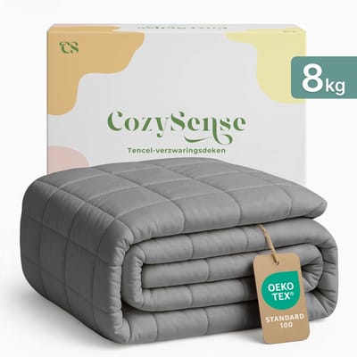 CozySense® Verzwaringsdeken 8kg - 100% Tencel - Weighted Blanket – Zwaartedeken met temperatuurregulatie en ademend comfort - GLASS-Flow® Drukverdeling - 1-Persoons - Grijs