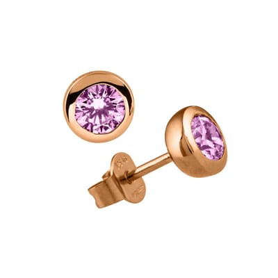 Diamonfire - Zilveren oorknoppen Signatures - Rond - Rosegoudverguld - Roze