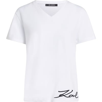 Karl Lagerfeld Signature Edge V-neck T-shirt White Taglia: XS | Maglie Sportivi Outlet | Donna | Bianco
