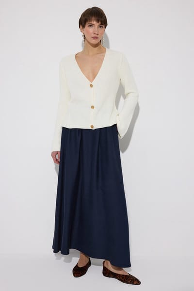 Touché Privé - Rok met speciale textuur en elastische taille - Marine - Dames