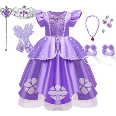 Petite Sophia Jeu de rôle Mignonne Robe de bal Costume Sofia Robe de jeu Longueur thé Bouffante Robe de fête d'anniversaire En tant qu'Interne Princesse 2T(TAG 100) pink