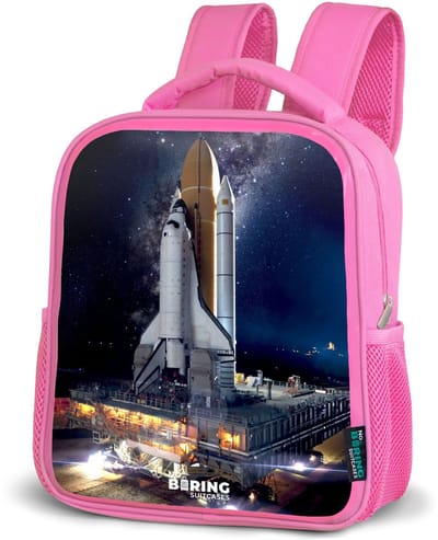 NoBoringSuitcases.com® - Rugzak roze - Schooltas meisjes - Spaceshuttle die kan opstijgen - Kinder rugtas meisje - Boekentas kind - Kinderrugzak voor school - Schoolrugzak