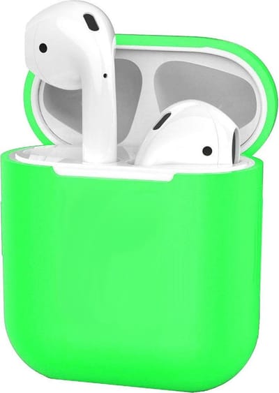 Hoesje - Geschikt voor Apple Airpods 1 - Siliconen Dun Met Clip - Case Cover - Silicone Hoes - Groen