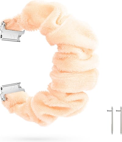 Bandje geschikt voor Garmin Vivoactive 4s / Vivomove 3s / Venu 2s bandje kunststof - Stoffen dames armbandje voor smartwatch - Beige
