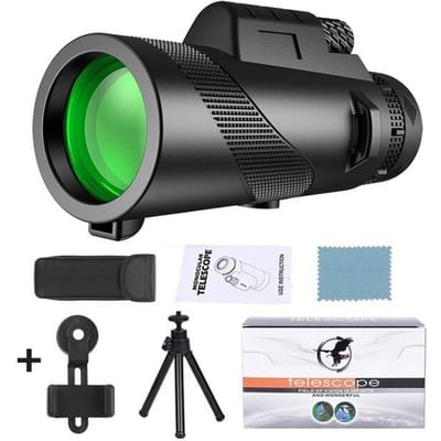 80x100 HD ZOOM Krachtige monoculaire telescoop Draagbare verrekijker Telescoop met groot bereik Jagen Kamperen Met statief Telefoonclip