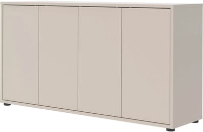 mokebo Groot Dressoir Kasjmier (136x73 cm) 'Die Horizontale' - Houten Kast met 4 Deuren, Made in Germany, Modern Dressoir, Matte Halkast, Bijzetkast of Woonkamerkast in Grijs-Beige