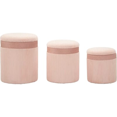 Opbergkruk Puff C/curtain Box Pink Set 3 Pcs Ø 40,5×49,5 cm