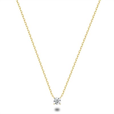 Twice As Nice Halsketting in 18kt verguld zilver, 4 mm zirkonia 36cm+4cm