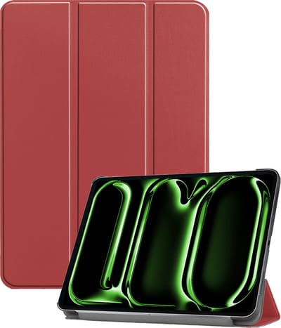 Hoesje Geschikt voor Apple iPad Pro (2024/2025) - 11 inch - Dun & Stevig - Trifold Bookcase - Hard Cover - Hardcover Book Case - Tablet Hoes - Donkerrood