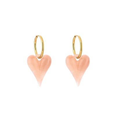 Oorbellen Trendy - Roze - Hartjes oorbellen - Stainless Steel - Goud - Cadeau Valentijnsdag