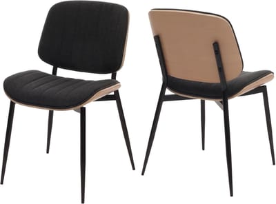 Set van 2 eetkamerstoelen MCW-O44, keukenstoel Stoel, gebogen hout stof (370g/m²) Oeko-Tex MVG ~ natuurlijk, donkergrijs