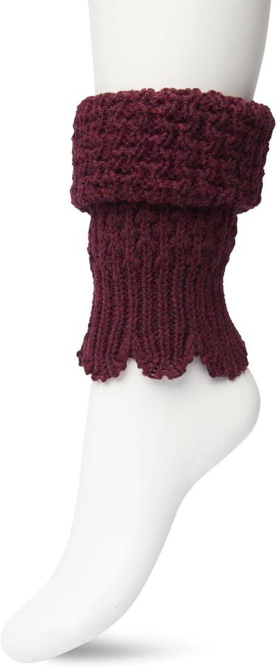 Bonnie Doon Honeycomb Boot Top Dames Donker Rood - Korte Beenwarmer - Honinggraatmotief - Heerlijk warm - Boven de Laarzen/Wandelschoenen/Sneakers - Warme Enkels - Wol - Grof Gebreid - Donkerrood - Diep Rood - Rhododendron - BN351789.338