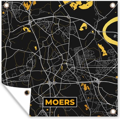 Tuin poster Moers - Plattegrond - Kaart - Stadskaart - Goud - Duitsland - 200x200 cm - Tuindoek