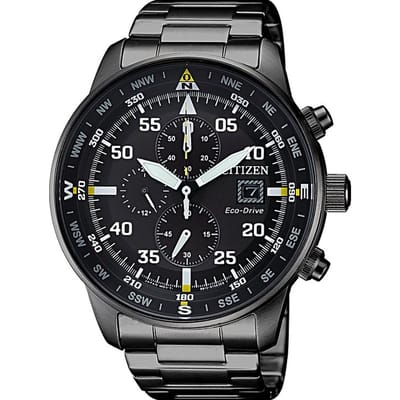 Citizen  Horloge - Citizen heren horloge - Zwart - diameter 44 mm - kleur gecoat roestvrij staal