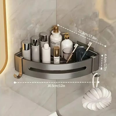 Badkamer Plank Keuken Organizer Aluminium Shampoo Rek Douche Plank Badkamer Accessoires Geen Boor Plank black