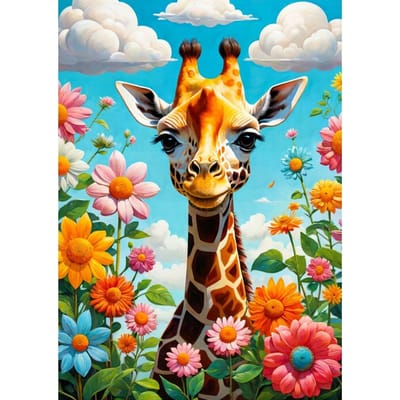 1000-delige Puzzel: Schattige Giraffe, Levendige Kleuren