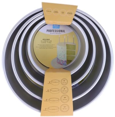 Set van 4 ronde cakevormen 6, 8, 10 inch - diep, 30 x 7 cm