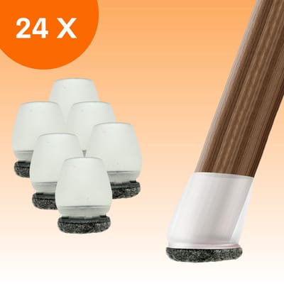 FLOOQ Pro Stoelpootdoppen Flexibel Rond 14-21mm - Anti-Kras Vilt - Stoelpoot beschermers - Vloerbescherming - 24 Stuks – Floor