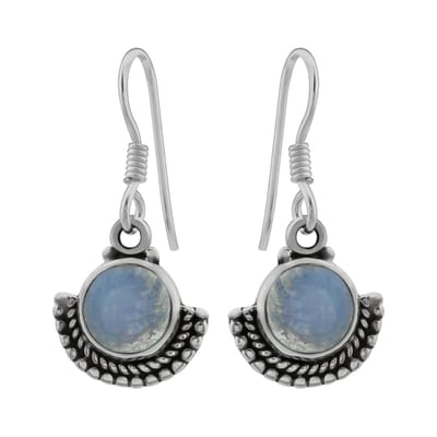 WeLoveSilver - zilveren oorhangers - maansteen - bewerkte rand