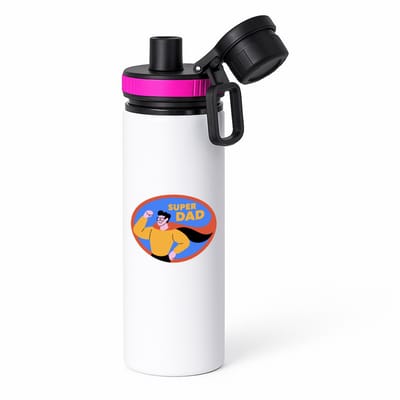 Hacebo® - super dad waterfles met draaidop roze - Vader - papa - Vaderdag - cadeau - verjaardag - kado - water fles - 850ML