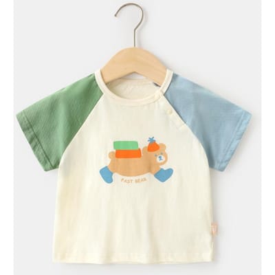 Babykleding Casual T-shirts met korte mouwen Zomerkleding Jongens Meisjes Baby Kinderen Kinderen Zomer Tops met halve mouwen 120cm beige