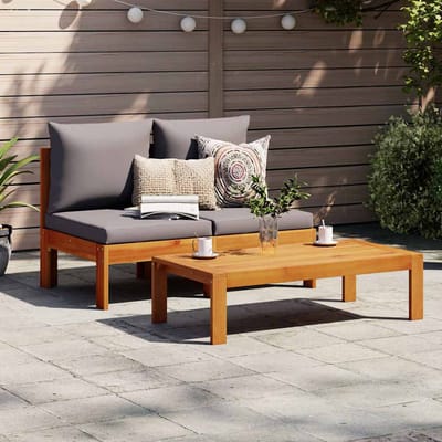 vidaXL - Tuinbank - 2-zits - met - kussens - massief - acaciahout