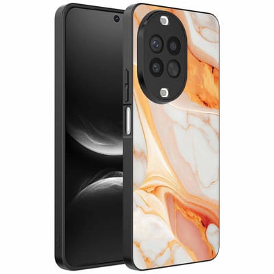 Geschikt voor Huawei Nova 14 Telefoonhoesje met marmer opdruk - TPU backcover case marble design - Oranje - Smartphonica geschikt voor Huawei Nova 14