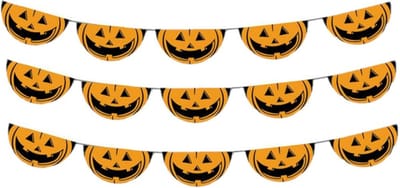 Funny Fashion - Set van 3x stuks Halloween pompoenen thema vlaggenlijn 5,5 meter