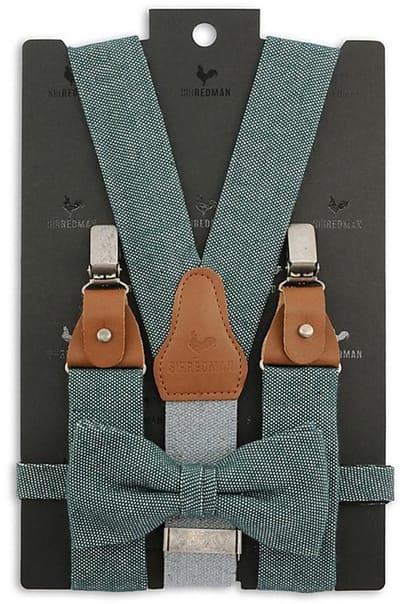 Sir Redman - Bretels met strik - x Aarden bretels combi pack Sustainable Stan Petrol - petrol / wit