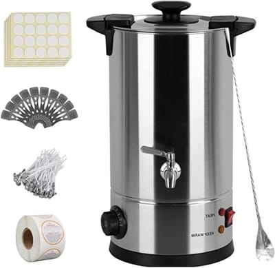 Elektrische Wax Smelter - Kaarsen Smeltmachine - Zelf Kaarsen Maken - Instelbare Temperatuur - 8L Capaciteit - Zilver
