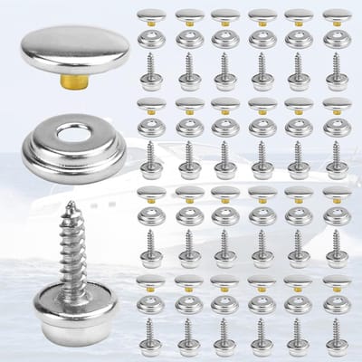 25 Stuks Schroef Snap Fastener Kit, Metal Snap Button Kit voor Canvas, Snap Buttons 15 mm Set, Zilver Schroeven Snap Tool, Roestvrij Staal Drukknoppen voor Schroeven voor Dekzeil Tent Boothoes Auto