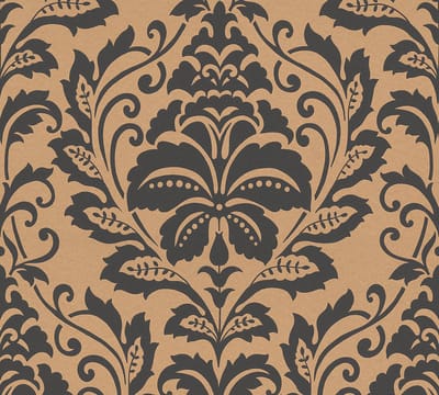 Barok behang Profhome 369104-GU vliesbehang glad met ornamenten glanzend goud bruin 5,33 m2
