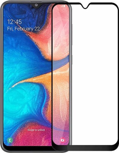 Geschikt voor Samsung Galaxy A20 Screenprotector - A20 Screen Protector Bescherm Glas Full cover Zwart