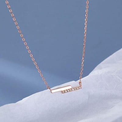 Collier Lignes Parallèles en Argent Sterling 925 Micro Zircon Femme Simple Géométrique Chaîne Clavicule Bijou gray
