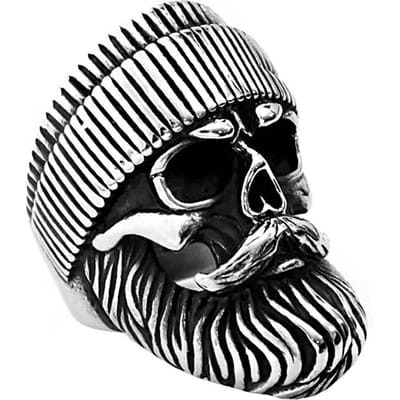 Vintage Hoed Grote Baard Schedelring voor Mannen Gotisch Roestvrij Staal Schedelringen Punk Hip Hop Biker Amulet Sieraden Cadeau 9 black