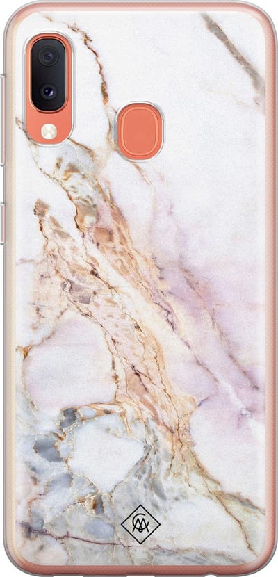 Casimoda® hoesje - Geschikt voor Samsung A20e - Parelmoer Marmer - Backcover - Siliconen/TPU - Roze
