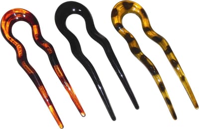 Haarpinnen donkerbruin-zwart-lichtbruin set van 3 stuks - lengte 13 cm / breedte 4 cm