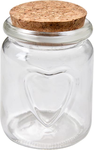 Clayre & Eef Voorraadpot Ø 6x8 cm Transparant Glas Hartjes