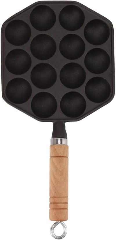 Takoyaki Pan - Octopus Ball Pan - Japanse Snacks Maken - 14 Gaten - 17 cm - Zwart