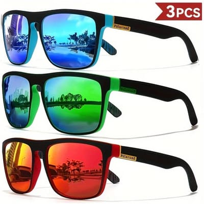 3 Stuks Fantasy Cool Klassiek Gepolariseerd Vierkant Mode Brillen voor Mannen en Vrouwen Buiten Sport Feest Vakantie Reizen Rijden blue