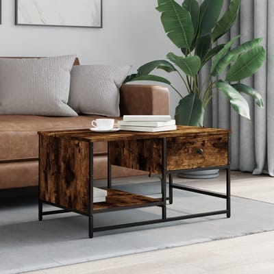 vidaXL - Salontafel - 85,5x51x45 - cm - bewerkt - hout - gerookt - eikenkleurig