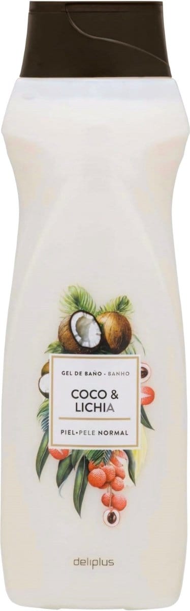 Deliplus | Bad- en douchegel | Met kokosnoot en lychee | Hydraterend | Aromatische geur | Gel de Baño Coco & Lichia | Voor de normale huid | Uit Spanje | 750ml